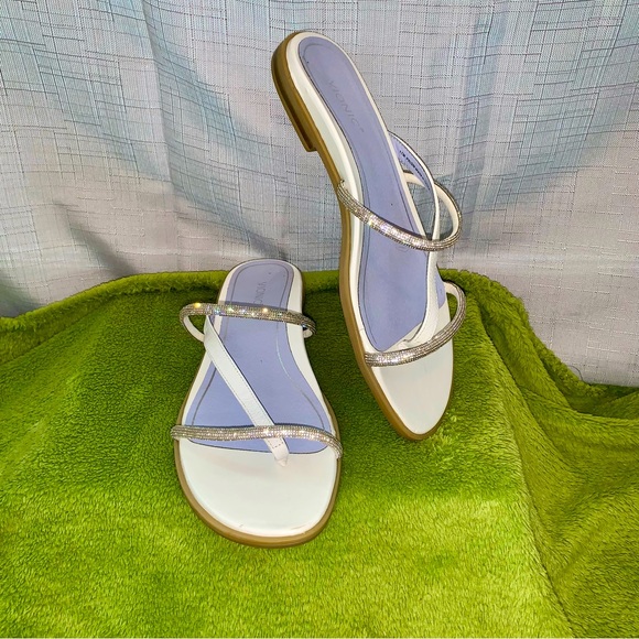 VIONIC White Prism Rhinestone💎Strappy Flat Sandals size 11 - Picture 1 of 9